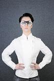futuristic modern businesswoman steel glasses
