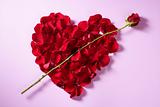 Red petals heart, valentines flowers metaphor