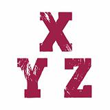 Grunge vector X, Y & Z letters - vector type alphabet - slab serif font