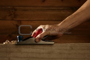 carpenter planning wood planer tool man hand