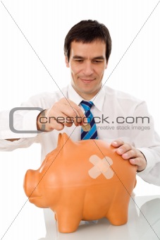 Businessman resuming savings