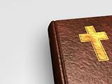 3D Holy bible with cross on book from leather