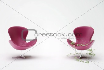 two purple leather chair
