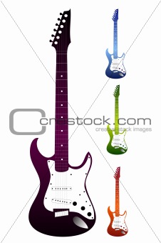 Set of  guitars on a white background. Vector