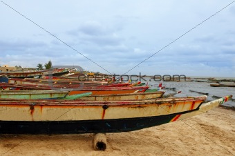 Africa Senegal Atlantic coast fishermen boats