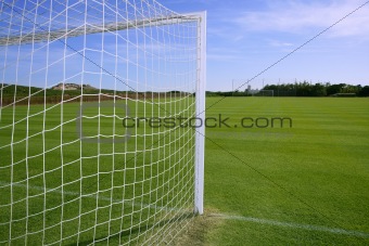 Net soccer goal football green grass field