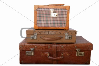 Aged old luggage leather vintage bags