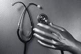 Health stethoscope futuristic silver hand 