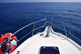 blue ocean sea view from motorboat yacht bow
