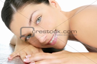 Beautiful clean cosmetics woman  close up portrait