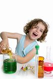 Beautiful chemistry little girl playing in lab