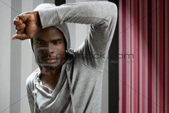 African american man with gray hood