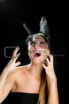Blond fashion woman with scream shout