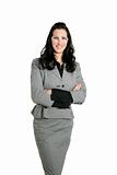 Businesswoman brunette gray suit portrait