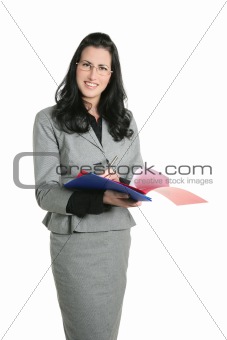 Businesswoman teacher positive expression folders