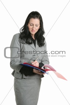 Businesswoman unhappy folder document results