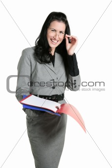 Businesswoman teacher positive expression folders