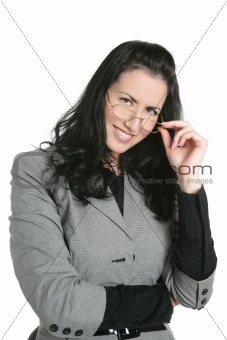 Beautiful businesswoman portrait over white