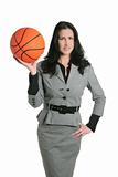 Basketball ball businesswoman gray suit