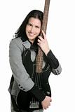 Businesswoman guitar player suit and rock