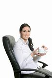 Coffee breack woman office sit chair