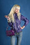 blonde fashion girl young woman purple bag 