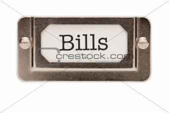 Bills File Drawer Label Isolated on a White Background.