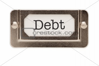 Debt File Drawer Label Isolated on a White Background.
