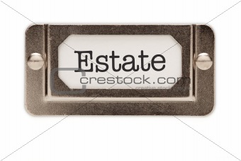 Estate File Drawer Label Isolated on a White Background.