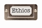 Ethics File Drawer Label Isolated on a White Background.