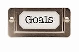 Goals File Drawer Label Isolated on a White Background.