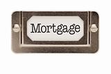 Mortgage File Drawer Label Isolated on a White Background.
