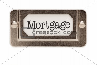 Mortgage File Drawer Label Isolated on a White Background.