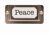 Peace File Drawer Label Isolated on a White Background.