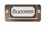 Success File Drawer Label Isolated on a White Background.