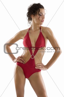 girl with red swimsuit