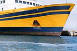 Boat bow in colorful yellow and blue colors
