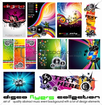 11 Abstract Music Background for Discoteque Flyer with a lot of desgin elementes - Set 4