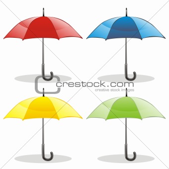 illustration of different colored umbrellas