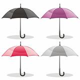 illustration of different colored umbrellas