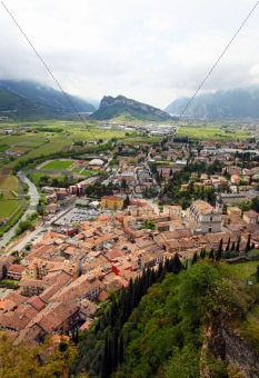 Panoramic view of Arco and Riva del Garda, Italy