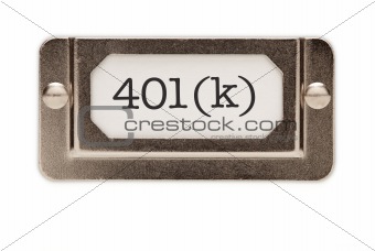 401(k) File Drawer Label Isolated on a White Background.