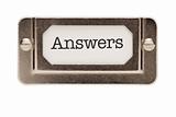 Answers File Drawer Label Isolated on a White Background.