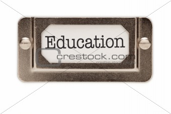 Education File Drawer Label Isolated on a White Background.
