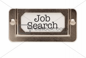 Job Search File Drawer Label Isolated on a White Background.