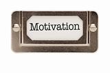 Motivation File Drawer Label Isolated on a White Background.