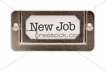 New Job File Drawer Label Isolated on a White Background.
