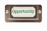 Opportunity File Drawer Label Isolated on a White Background.