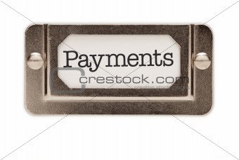Payments File Drawer Label Isolated on a White Background.