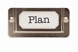 Plan File Drawer Label Isolated on a White Background.
